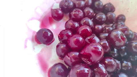 Cherries inside the bowl Stock Footage 251613924