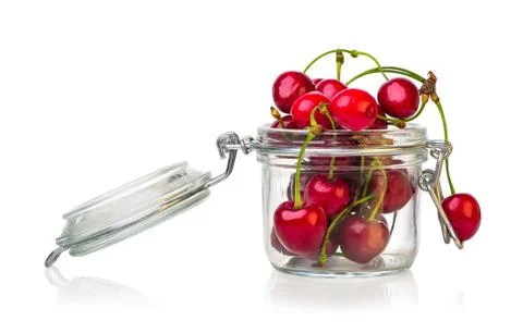 Cherries in jar Stock Photos
