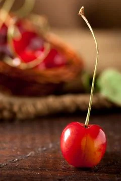Cherries on Jute Stock Photos
