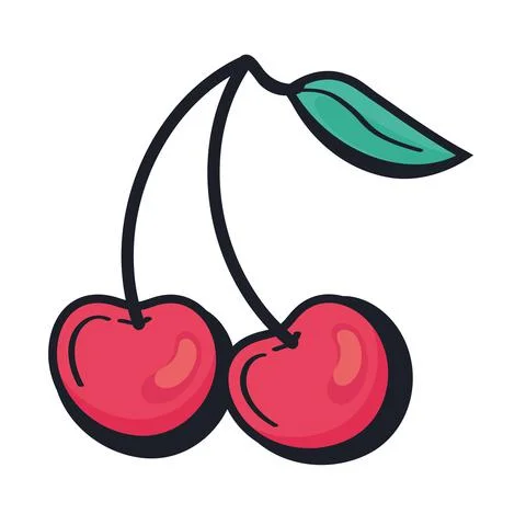Cherries nineties patch Stock Illustration