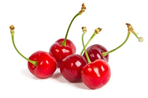 Cherries over white background Stock Photos