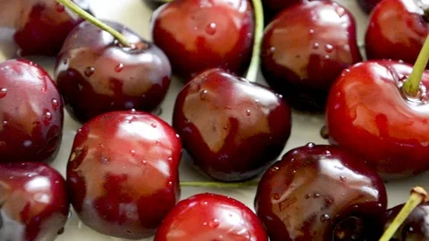 Cherries on a plate Stock Footage 96888866