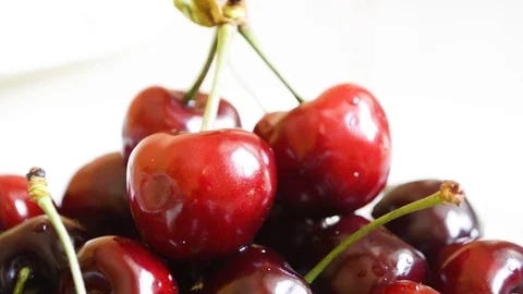 Cherries on a plate Stock Footage 96888936