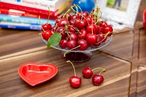 Cherries in the plate Stock Photos