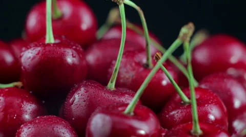 Cherries, Red Cherry on The Plate Video stock 51595563