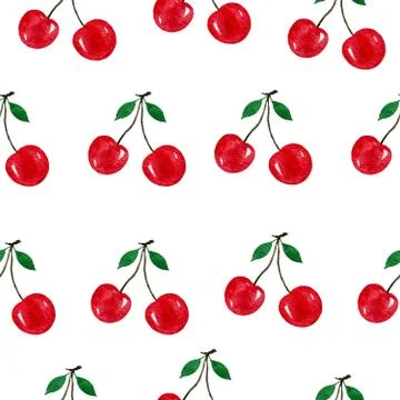 Cherries seamless pattern Stock Illustration