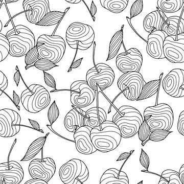 Cherries. Seamless pattern. Vector Stock Illustration