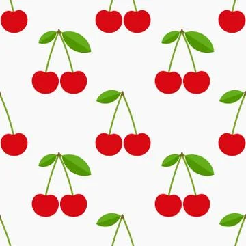Cherries seamless pattern. Vector illustration. Illustrazione stock
