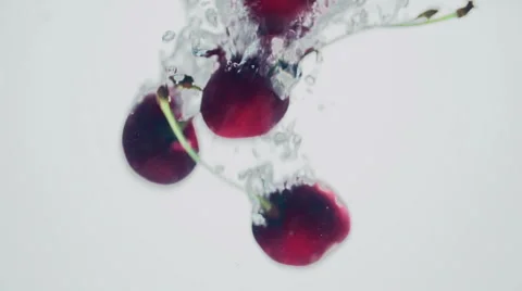 Cherries Splashing into Water Stock Footage 51455455