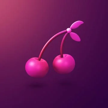 Cherries - stylized 3d CGI icon object, Not gen Ai Stock Illustration