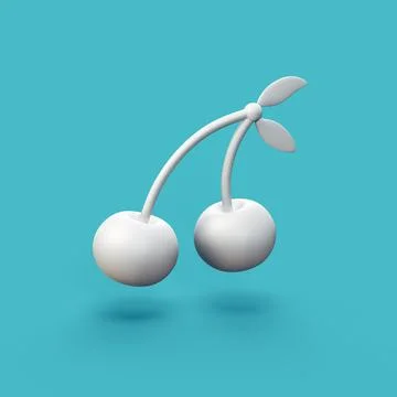 Cherries - stylized 3d CGI icon object, Not gen Ai Foto stock