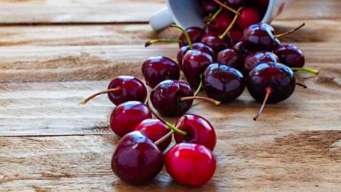 Cherries on the table. Stock Photos