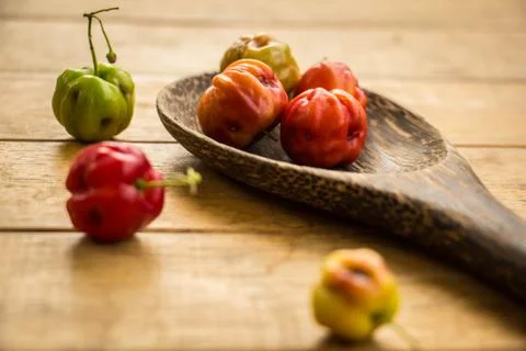 Cherries on the table in vintage style. Stock Photos