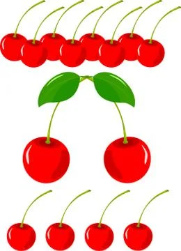 Cherries vector illustration. set of red fruits Stock Illustration