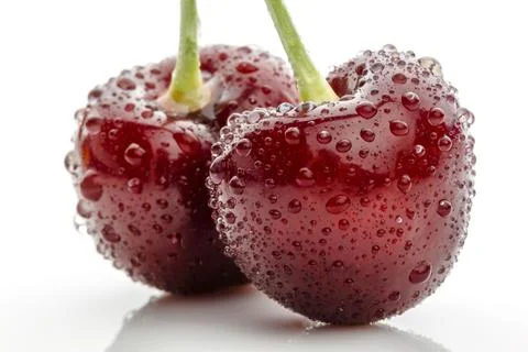 Cherries with water drops Stock Photos