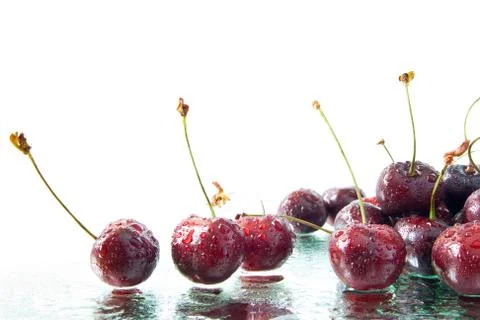 Cherries on water Stock Photos