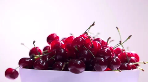 Cherries on white background Stock Footage 56689661