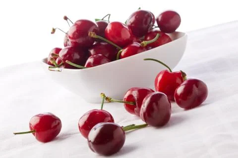Cherries on white background Stock Photos