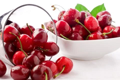 Cherries on white background Stock Photos