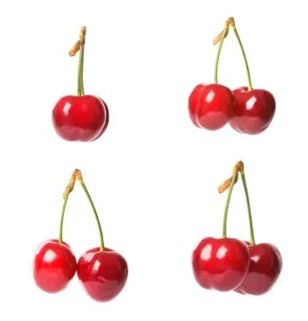 Cherries on white Stock Photos