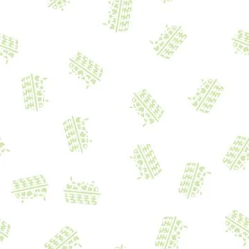 Cherries wicker plate glyph vector seamless pattern Stock Illustration