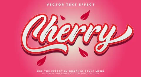 Cherry 3d editable text effect Template Stock Illustration