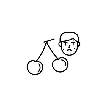 Cherry, allergic face icon. Element of problems with allergies icon. Thin line Illustrazione stock