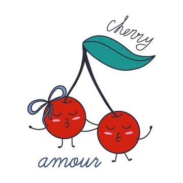 Cherry amour card Stock Illustration