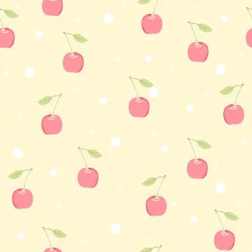 Cherry and balls seamless pattern. Illustrazione stock