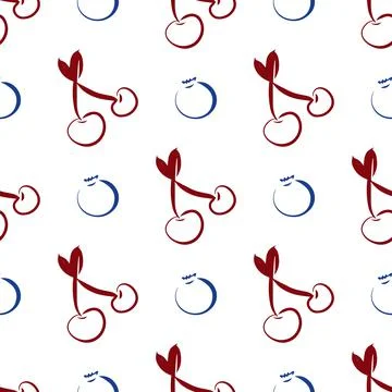 Cherry and blueberry vector seamless pattern illustration Stock Illustration
