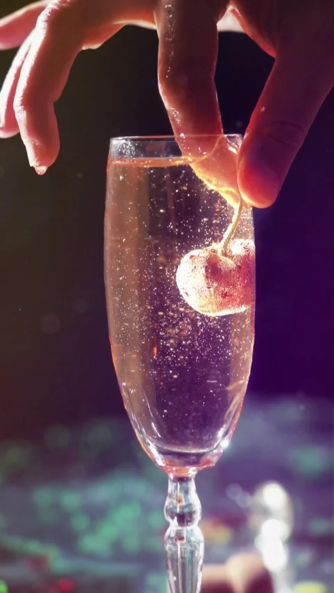 Cherry and champagne Stock Footage 227015499