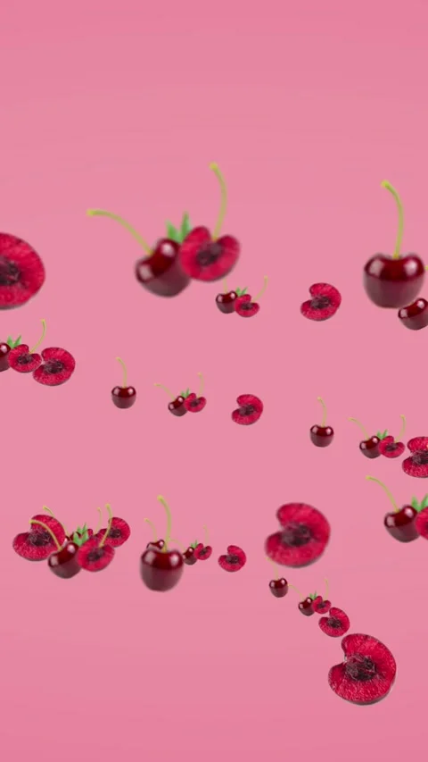 Cherry and cherry Slices vortex background video Stock Footage 279146793