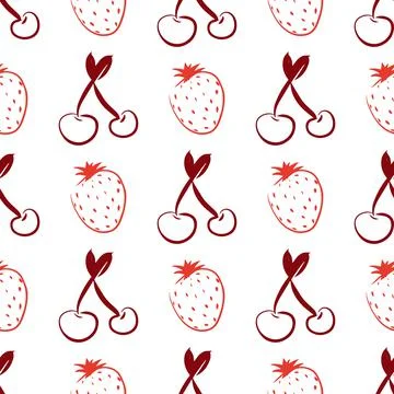 Cherry and strawberry vector seamless pattern illustration 스톡 일러스트