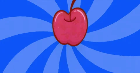 Cherry appearing center triggers bicolor blue swirl rotating clockwise while Stock Footage 315523204