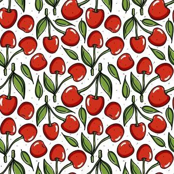 Cherry background, seamless pattern vector illustration. Good for textile Stock Illustration