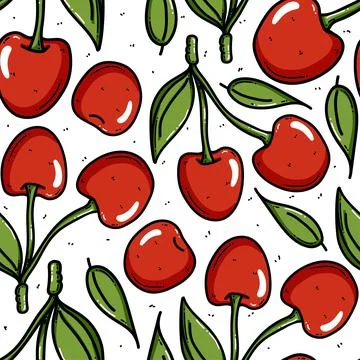 Cherry background, seamless pattern vector illustration. Good for textile Stock Illustration