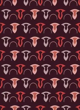 On the cherry background, there are arc-shaped shapes and unusual elements .. Stock Illustration
