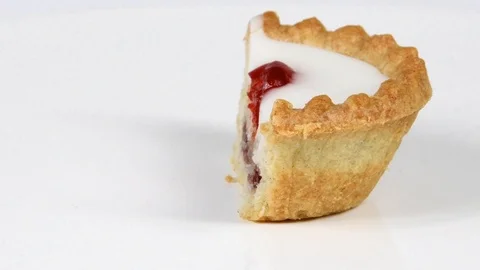 Cherry Bakewell tarts Stock Footage 86831418