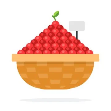 Cherry in the basket vector flat isolated Stock Illustration