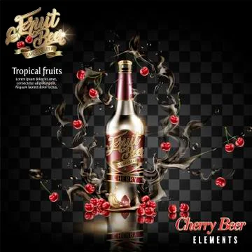 Cherry beer element Stock Illustration