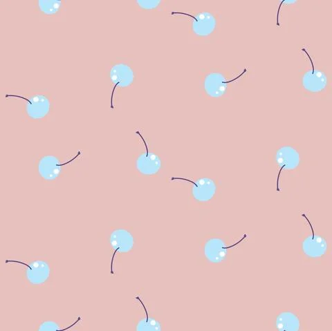 Cherry beige seamless fruit vector pattern. Berry background for print. Stock Illustration