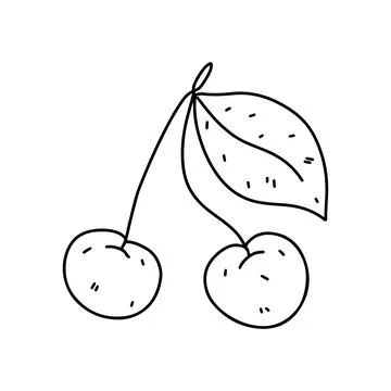 Cherry berries. Hand drawn doodle style. Vector illustration isolated on wh.. Stock Illustration