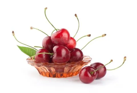 Cherry berries isolated on white background Stock Photos