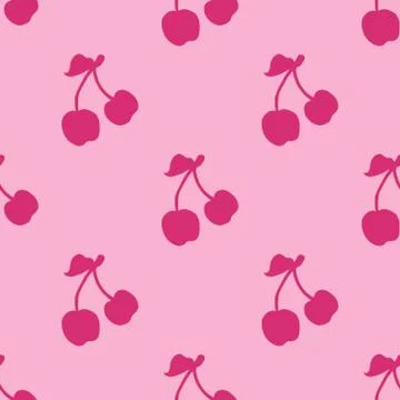 Cherry berries seamless pattern. Vector illustration of a cherry seamless pat 스톡 일러스트
