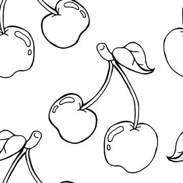 Cherry berries seamless pattern. Vector illustration of a cherry seamless pat Stock Illustration
