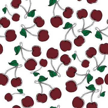 Cherry berries seamless pattern. Vector illustration of a cherry seamless pat Stock Illustration