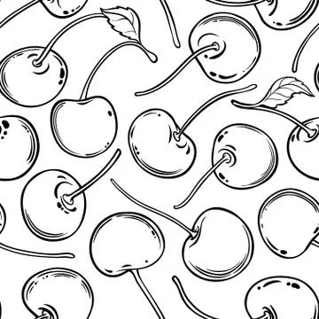 Cherry berries vector pattern Stock Illustration