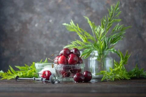Cherry berries with the water Foto stock