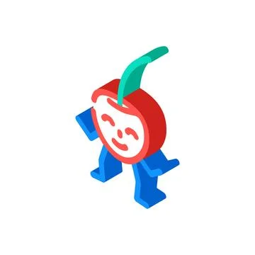 Cherry berry character isometric icon vector illustration Illustrazione stock