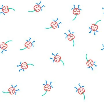 Cherry berry character vector seamless pattern Stock Illustration